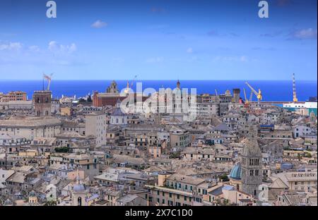 Genua: Panoramablick von Spianata Castelletto, Italien. Stockfoto