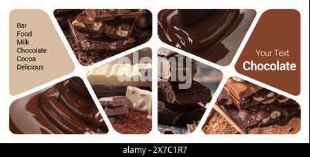 Chocolate Concept Photo Collage. Kann für Sichtständer, Displays, Broschüren, Flyer verwendet werden Stockfoto