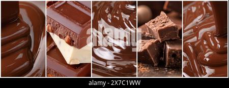 Chocolate Concept Photo Collage. Kann für Sichtständer, Displays, Broschüren, Flyer verwendet werden Stockfoto