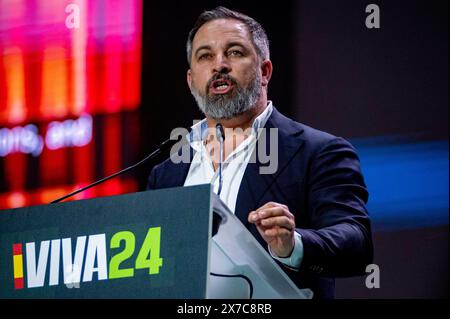 Europa Viva 24: Politischer Kongress der rechtsextremen spanischen Partei VOX Santiago Abascal, Vorsitzender der rechtsextremen Partei Vox, sprach während der politischen Konferenz Europa Viva 24, die von der rechtsextremen spanischen Partei VOX am 19. Mai 2024 in Madrid organisiert wurde. Madrid Palacio de Vistalegre Madrid Spanien Copyright: XAlbertoxGardinx AGardin 20240519 Vox Viva24 375 Stockfoto