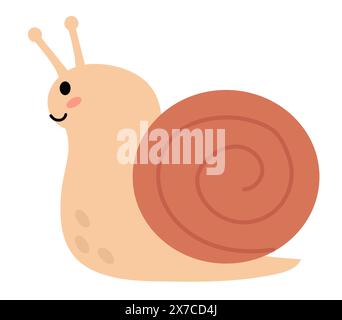 Braune Lächelnde Schnecke. Kreatives Element für Kinderdesign. Flache Kinder-Vektor-Illustration. Stock Vektor