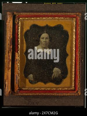 Nicht identifizierte Frau, halblanges Porträt, nach vorne gerichtet, Gehäuse: Rinhart 210 Variante., geprägt auf Messingmatte: F. Grice., Barboza Nummer: 6019.043., Kauf; Anthony Barboza; 1999; (DLC/PP-1999:022)., ist Teil von: Daguerreotype Collection , . Stockfoto