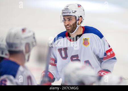 Ostrava, Tschechische Republik. Mai 2024. Luke Kunin von USA während des IIHF World Championship Gruppe B Spiels USA gegen Kasachstan 2024 in Ostrava, Tschechien, 19. Mai 2024. Quelle: Vladimir Prycek/CTK Photo/Alamy Live News Stockfoto