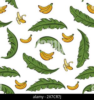 Nahtloses Bananenmuster. Trendige bunte Bananen im Doodle-Stil. Tapete Bananenvektor Stock Vektor
