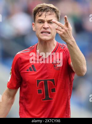 SINSHEIM, DEUTSCHLAND – 18. MAI: Joshua Kimmich von Bayern München reagiert am 18. Mai 2024 beim Bundesliga-Spiel zwischen TSG Hoffenheim und FC Bayern München in der PreZero-Arena in Sinsheim. © diebilderwelt / Alamy Stock Stockfoto