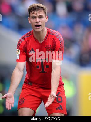 SINSHEIM, DEUTSCHLAND – 18. MAI: Joshua Kimmich von Bayern München reagiert am 18. Mai 2024 beim Bundesliga-Spiel zwischen TSG Hoffenheim und FC Bayern München in der PreZero-Arena in Sinsheim. © diebilderwelt / Alamy Stock Stockfoto