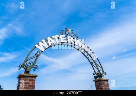 Great Yarmouth, England – 17. Mai 2024: Außenschild der Wasserstraßen, die Attraktion Venetian Waterway in Great Yarmouth, Großbritannien Stockfoto