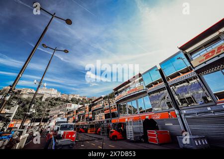 © SPORTPIXPRESS/MAXPPP, Monaco. Mai 2024. MAGAZIN FAHRERLAGER FORMEL 1 MONACO GRAND PRIX INSTALLATION Allgemeine Ansicht Formel 1 MONACO GP Credit: MAXPPP/Alamy Live News Stockfoto