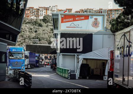 © SPORTPIXPRESS/MAXPPP, Monaco. Mai 2024. MAGAZIN FAHRERLAGER FORMEL 1 MONACO GRAND PRIX INSTALLATION Allgemeine Ansicht Formel 1 MONACO GP Credit: MAXPPP/Alamy Live News Stockfoto