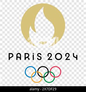 Offizielles Logo der Olympischen Sommerspiele 2024 in Paris. Vektorabbildung isoliert auf transparentem Hintergrund Stock Vektor