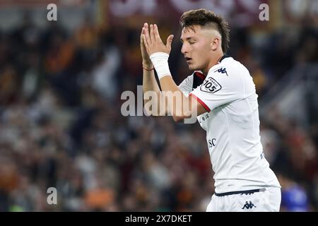 Rom, Italie. Mai 2024. Mateo Retegui von Genua reagiert während des italienischen Meisterschaftsspiels Serie A zwischen AS Roma und Genua CFC am 19. Mai 2024 im Stadio Olimpico in Rom, Italien - Foto Federico Proietti/DPPI Credit: DPPI Media/Alamy Live News Stockfoto