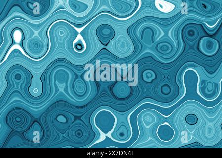 Blauer, türkisfarbener, abgestufter, gewellter Hintergrund der abstrakten Illustration Stockfoto