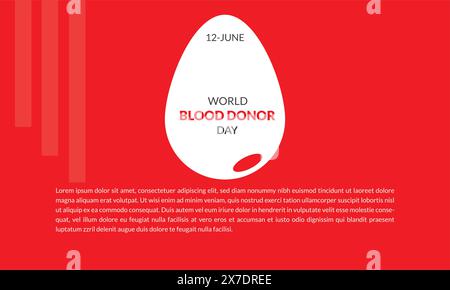 Hintergrund des Weltblutspendertages mit Bluttropfen. 14. juni. Stock Vektor