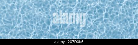 Leerer Swimmingpool mit Blick von oben. Blauer Wasserhintergrund. Wellen und Wellen auf der Wasseroberfläche. 3D-Rendering. Stockfoto