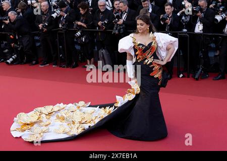 Cannes, Frankreich, 16.5,2024: Aishwarya Rai Bachchan bei der Premiere von Megalopolis auf dem roten Teppich des Palais des Festivals während des 77. Cannes Stockfoto