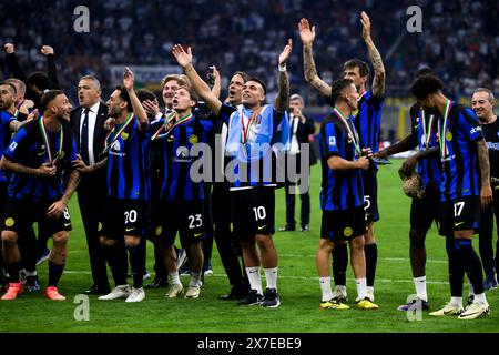 Mailand, Italien. Mai 2024. Die Spieler des FC Internazionale feiern den Sieg der italienischen Meisterschaft am Ende des Fußballspiels der Serie A zwischen dem FC Internazionale und der SS Lazio. Mailand 19. Mai 2024 Credit: Insidefoto di andrea staccioli/Alamy Live News Stockfoto