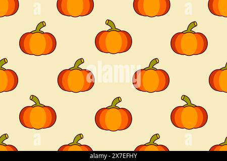 Kürbismuster im Herbst. Ideal zum Erstellen von Weihnachtskarten, Verpackungen, Textilien und vielen anderen Designs. Vektorabbildung. Stock Vektor