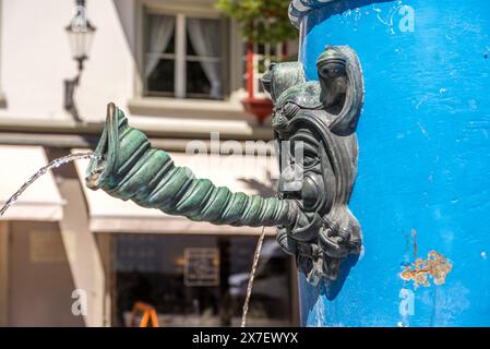 Nahaufnahme der Brunnenfigur in Luzern, Schweiz, 16. August 2022 Stockfoto
