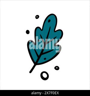 Handgezeichnetes Eichenblatt, Herbstblatt. Vektordarstellung im Pudelstil. Isoliert auf weiß. Stock Vektor