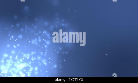 Leuchtender blauer Glitzer-Bokeh-Hintergrund, Logotitel in Auszeichnung, Musik, Hochzeit, Jubiläum, Party und Präsentation, Corporate. Stockfoto
