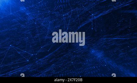 Abstrakter, leuchtender Plexus-Hintergrund mit verbundenen Punkten und Linien, Präsentationshintergrund für Unternehmen, Wissenschaft, Technologie, Kommunikation, Netzwerkst Stockfoto