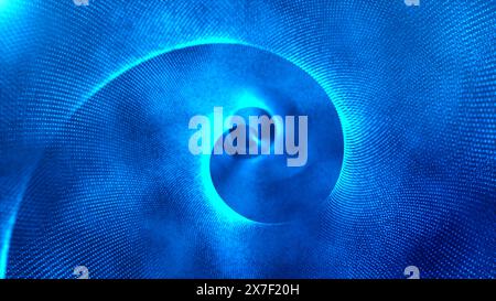 Spiralförmiger Illusionshintergrund mit beleuchtenden Lichteffekten, abstrakter Hintergrund, 3D-Rendering Stockfoto