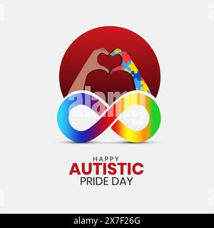 Autistic Rainbow Acht Infinity Symbol Vektor. Weltautismus-Bewusstseinstag, Verstehen des Liebeskonzepts, Weltautismus-Spektrum-Störungsbewusstsein Stock Vektor