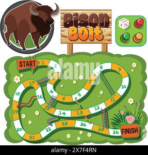 Aufregendes Brettspiel mit Bisonthema Stock Vektor