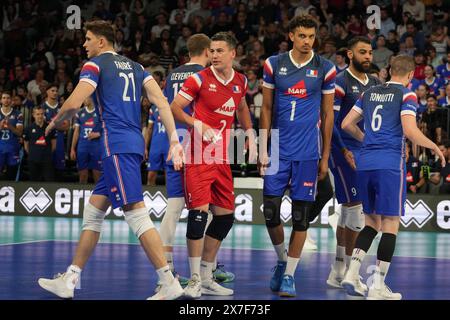 Orleans, Frankreich. Mai 2024. Team France während des Internationalen Freundschaftsvolleyballspiels zwischen Frankreich und den Niederlanden am 18. Mai 2024 in der Co'met Arena in Orleans, Frankreich. Foto Laurent Lairys/ABACAPRESS. COM Credit: Abaca Press/Alamy Live News Stockfoto