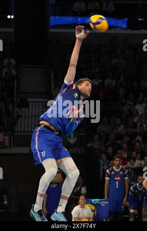 Orleans, Frankreich. Mai 2024. Trévor Clevenot von Frankreich während des Internationalen Freundschaftsvolleyballspiels zwischen Frankreich und den Niederlanden am 18. Mai 2024 in der Co’met Arena in Orleans, Frankreich. Foto Laurent Lairys/ABACAPRESS. COM Credit: Abaca Press/Alamy Live News Stockfoto