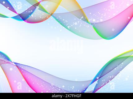 Kreative abstrakte Banner-Illustration. Regenbogenfarbene Flüssigkeitswellen. Spektrumsfluss für Branding, Banner und Grafikdesign. Musik, Energie, Bewegungsfreiheit Stockfoto