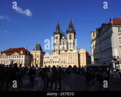 Prag, Tschechische Republik. Mai 2024. Nationales Kulturdenkmal der Tschechischen Republik, der Tempel der Jungfrau Maria vor Tyn, ist das dominierende Merkmal des Prager Altstädter Platzes, der Hauptpfarrkirche des Stadtteils Stare Mesto. Quelle: SOPA Images Limited/Alamy Live News Stockfoto