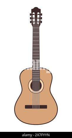 Akustikgitarre, Farbvektorillustration klassischer Streichinstrumente Stock Vektor