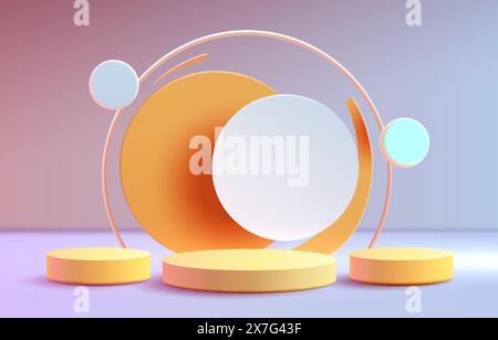 Minimalistisches Podium mit Beleuchtung, Podiumszene mit for Award, Hintergrund mit Dekorelementen. Vektor Stock Vektor