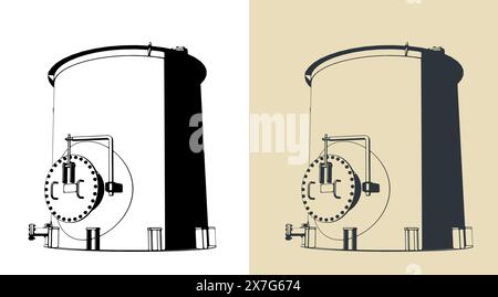 Stilisierte Vektordarstellung eines großen Industrietanks Stock Vektor