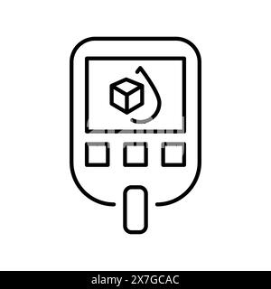 Schwarzes Symbol der Glucometer-Linie. Diabetes-Krankheit Zeichen für Webseite, mobile App, Taste, Logo. Schaltfläche Vektorisoliert. Bearbeitbare Kontur. Stock Vektor