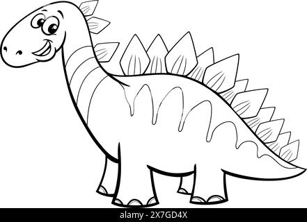 Zeichentrickillustration der niedlichen Dinosaurier prähistorischen Tierfigur Malseite Stock Vektor