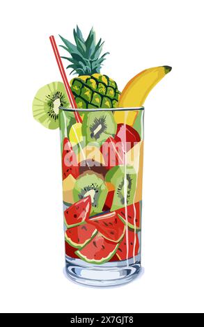 Ein Glas gefüllt mit einer Vielzahl von Früchten Vektor Stock Vektor