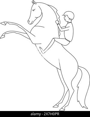 Junger Reiter auf einem Pferd. Stock Vektor