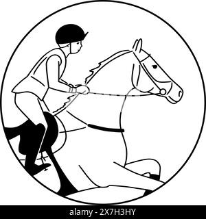 Symbol für den Kreis der Vektorlinie des Reitens Stock Vektor