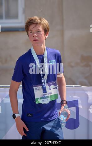 Kopenhagen, Dänemark. Mai 2024. KOPENHAGEN 20. 05. 2024 Königliche dänische Familie. Der Royal Run ist ein jährlich stattfindendes Sportereignis, das in mehreren dänischen Städten stattfindet. Das Rennen fand am 21. Mai 2018 zum 50. Geburtstag des Königs von Denmarks statt, und seitdem nimmt die Königliche Familie am Royal Run Teil. Hier sind Bilder aus Kopenhagen. BILD: Prinz Vincent von Dänemark. Foto: Stefan Lindblom/TT Code 20116 Credit: TT News Agency/Alamy Live News Stockfoto