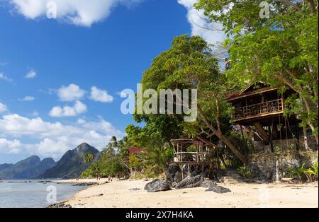 Las Cabanas Beach, El Nido, Bacuit Bay, Palawan, Philippinen Stockfoto