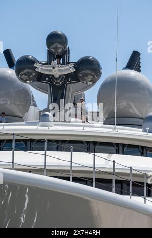 Gran Canaria, Kanarische Inseln, Spanien, 20. Mai 2024. Eine der größten Superyachten der Welt, Opera, legt in Las Palmas an. Die Super-Yacht mit einem Wert von 450 Millionen Dollar ist als Eigentum von Scheich Abdullah bin Zayed bin Sultan Al Nahyan, Außenminister der Vereinigten Arabischen Emirate und Sohn des Gründers der VAE gelistet. Quelle: Alan Dawson/Alamy Live News. Stockfoto