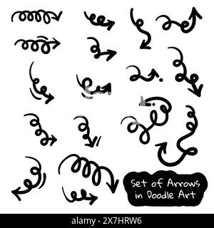 Satz handgezeichneter Pfeile in unregelmäßigen Formen mit verschiedenen Richtungen, einfach für Poster oder Postdesign-Vorlagen in sozialen Medien Stock Vektor