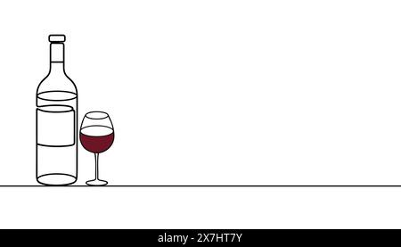 Eine Zeilenzeichnung von isoliertem Vektorwein. Stock Vektor