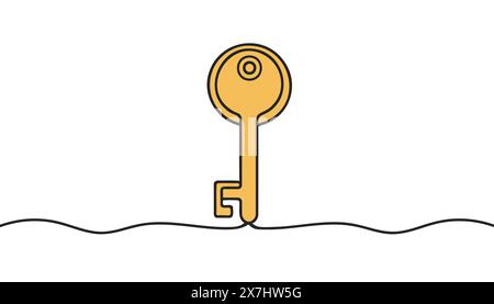 Hintergrund der Schlüsselzeile. Eine durchgehende Linienzeichnung des Schlüssels. Vektorabbildung. Schlüsselzeilen-Symbol Stock Vektor