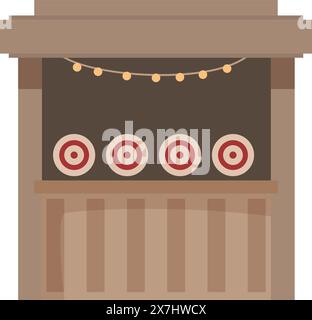 Flaches Vektor-Design eines farbenfrohen Schießstands mit Zielen, perfekt für lustige Grafiken Stock Vektor