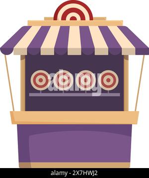 Flacher Design-Vektor eines bunten Cartoon Schießstand Karnevalsstand mit Zielen Stock Vektor