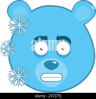 Vektor-Illustration Gesicht brauner Grizzlybär Zeichentrickfilm gefroren mit Frostkristallen Stock Vektor