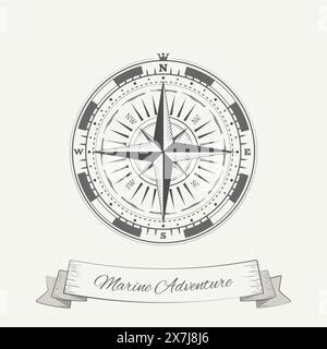 Vintage graue Bänder Kompassrose Stock Vektor